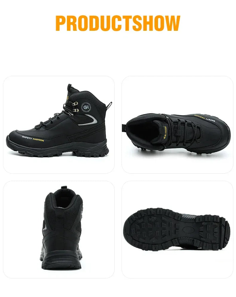 Men's Work Safety Boots Featuring Steel Toe Protection, Anti-Puncture Design - ShopHub