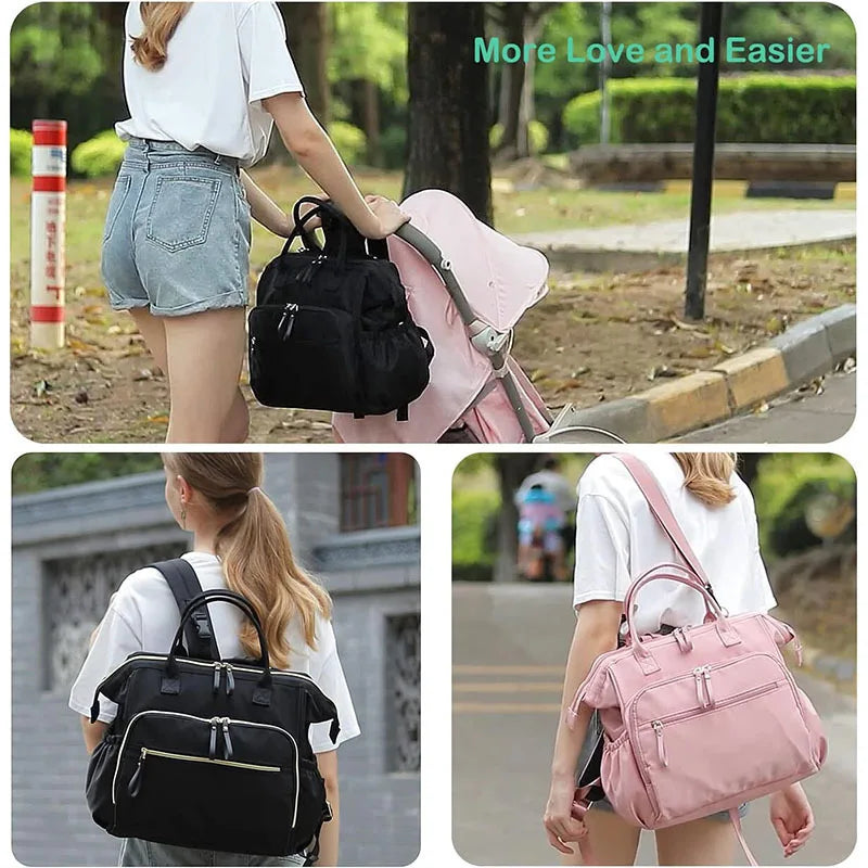 Fashion Diaper Bag for Newborn Baby Waterproof Light Weight Protable Mommy Diaper Backpack for Quick Outing Nappy Changing Bag