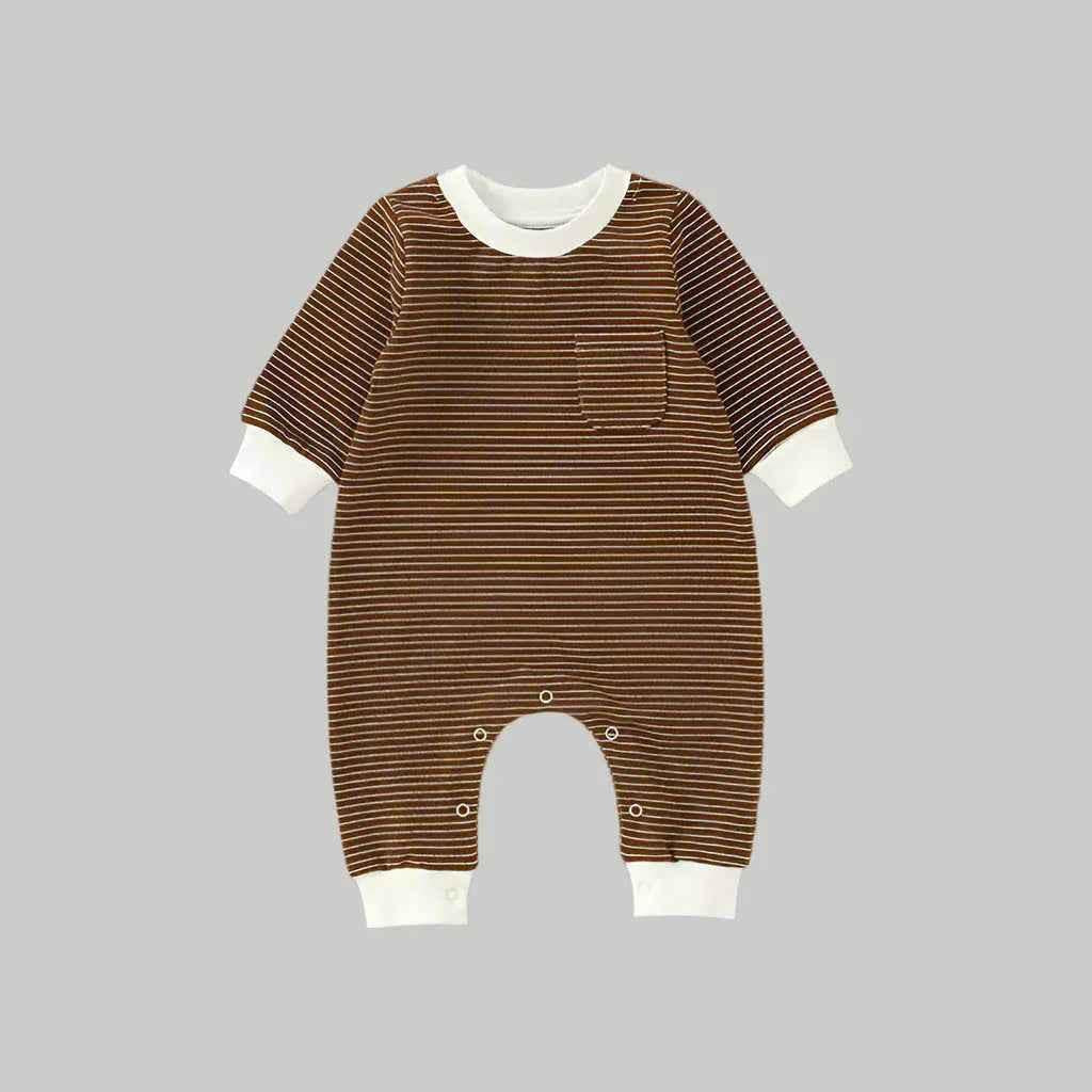 Striped Coveralls - Brown
