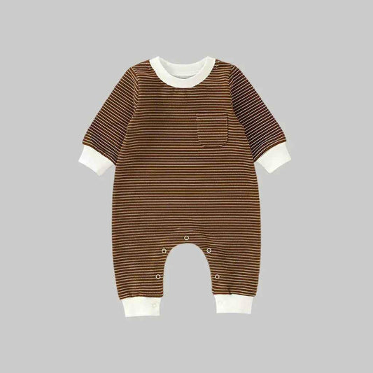 Striped Coveralls - Brown