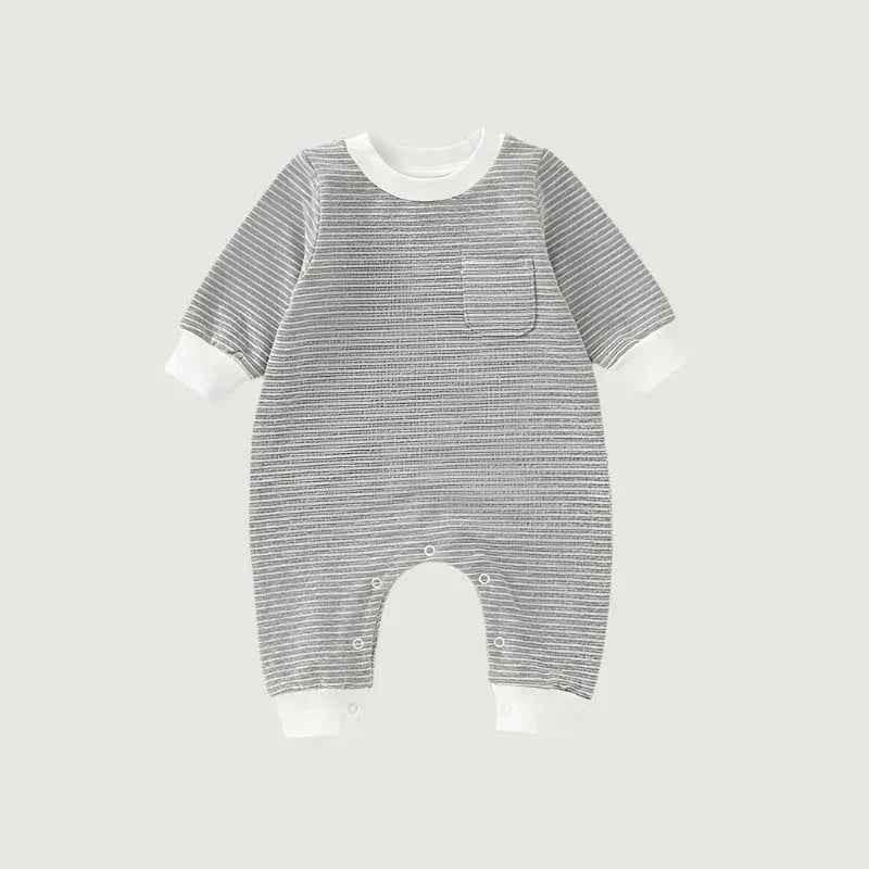 Striped Coveralls - Light Grey