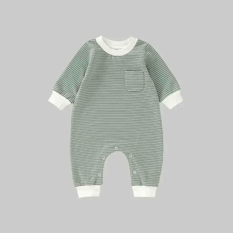 Striped Coveralls - Olive