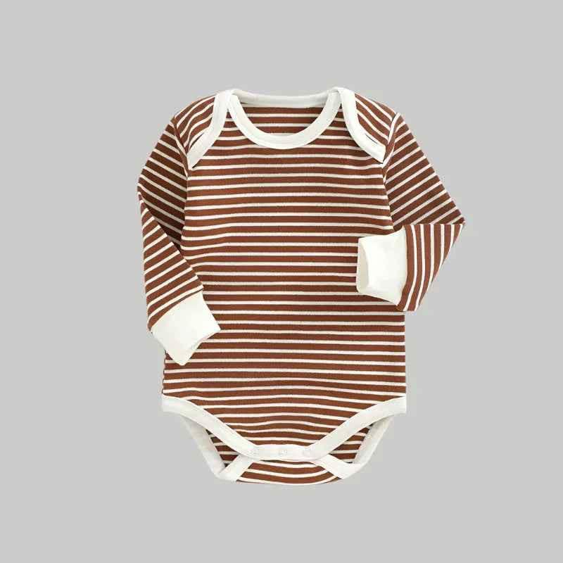 Striped Full Sleeve Onesie - Brown