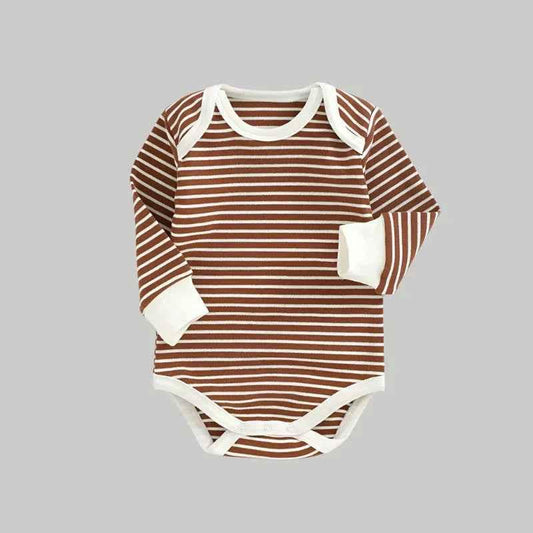 Striped Full Sleeve Onesie - Brown
