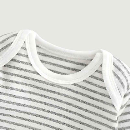 Striped Full Sleeve Onesie - Light Grey