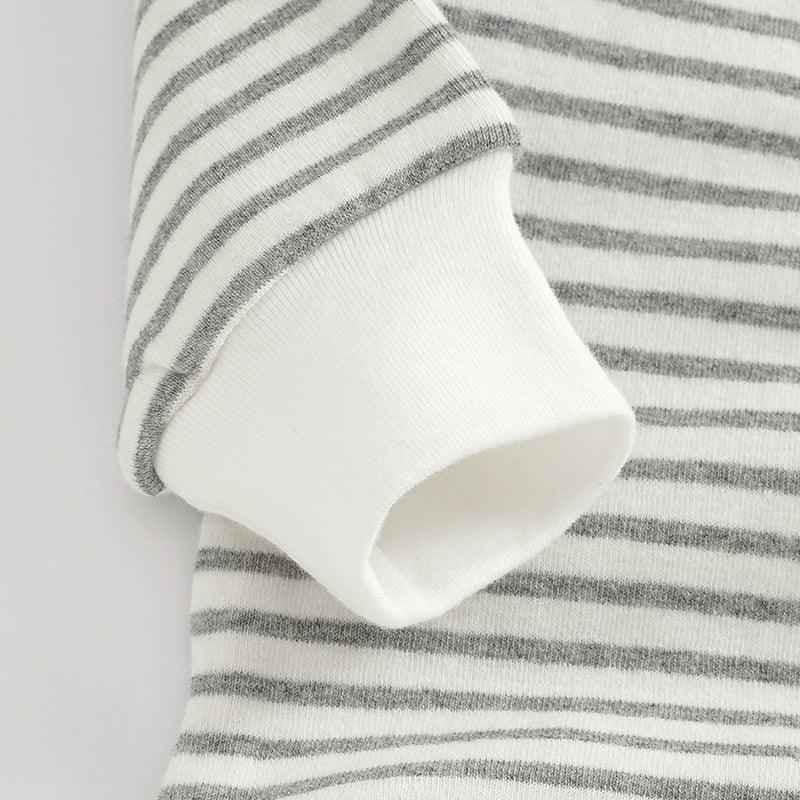 Striped Full Sleeve Onesie - Light Grey