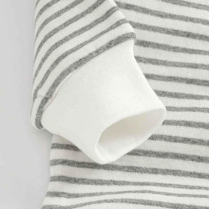 Striped Full Sleeve Onesie - Light Grey