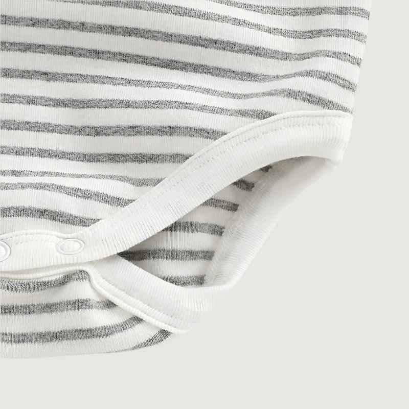Striped Full Sleeve Onesie - Light Grey