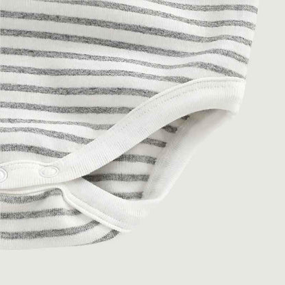 Striped Full Sleeve Onesie - Light Grey