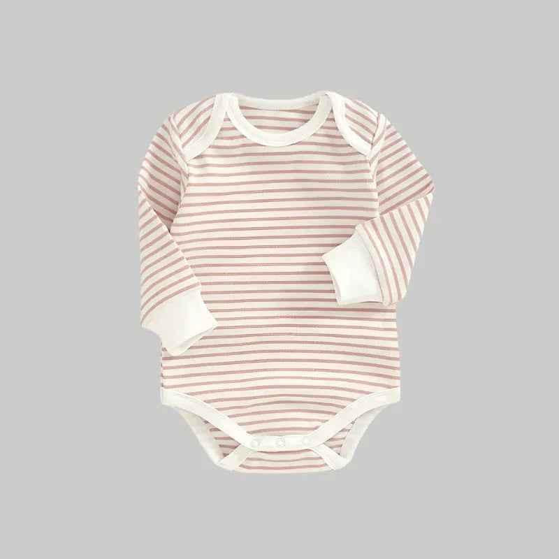 Striped Full Sleeve Onesie - Peach
