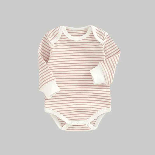 Striped Full Sleeve Onesie - Peach