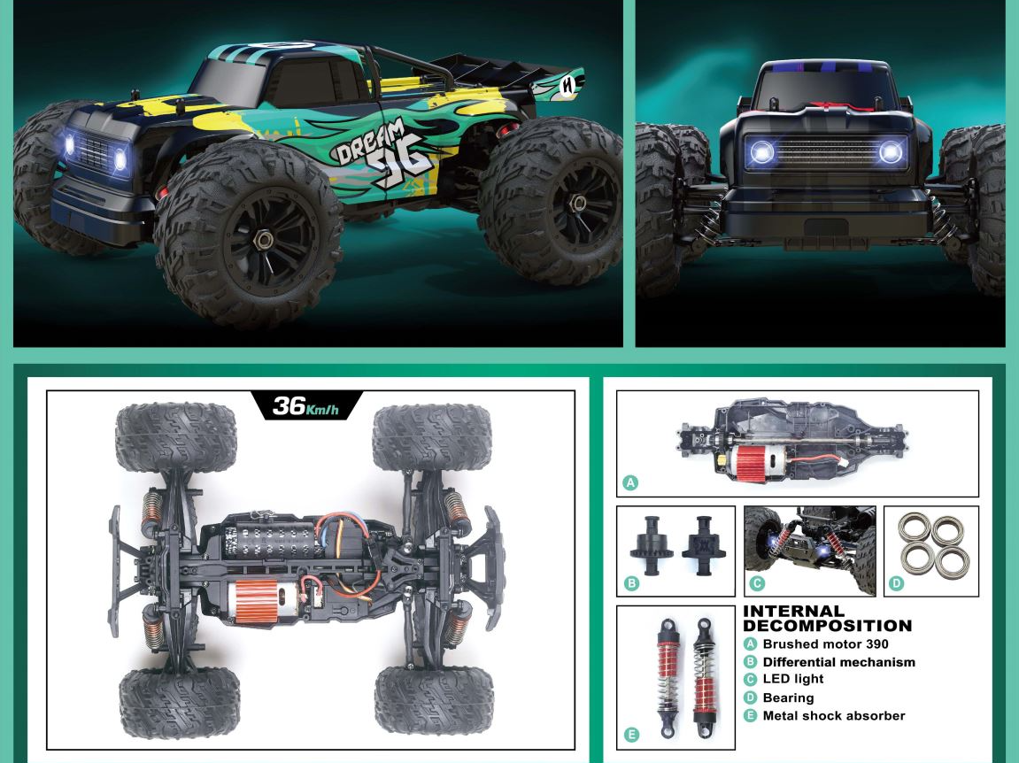 36km/H All Terrains 4WD Electric High Speed RC Truck Off-Road 1:16 Best Toy Gift dealonline.co.nz