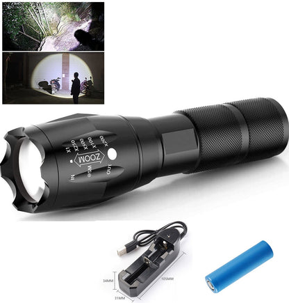 LED Torch Rechargeable High Lumens Flashlight with 18650 Battery dealonline.co.nz