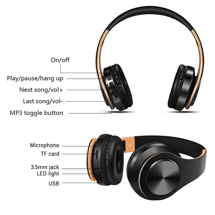 Tourya B7 Wireless Bluetooth Headset Foldable Headphone Adjustable Earphones with Microphone