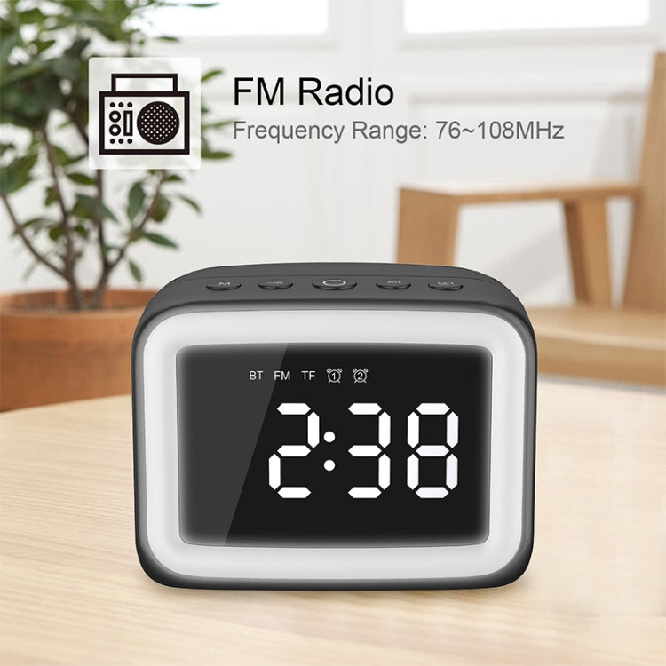 BT-511 Mini LED HD Mirror Bluetooth Speaker, Support 32GB TF Card & 3.5mm AUX & Dual Alarm Clock & Real-time Temperature & Hands-free Calling