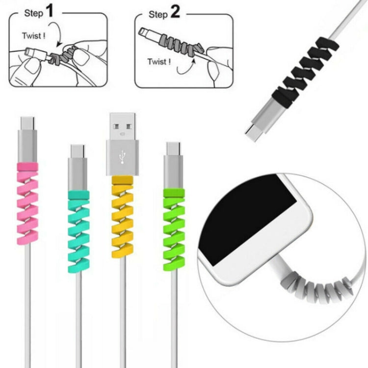 4pcs Spiral Style Silicone Data Cable Protective Cover Anti-wire Break Winder