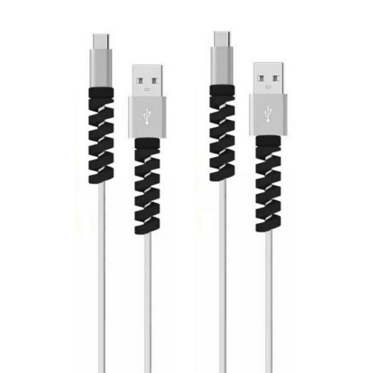 4pcs Spiral Style Silicone Data Cable Protective Cover Anti-wire Break Winder