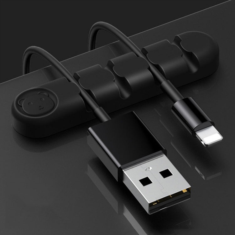 5 PCS 4 Holes Bear Silicone Desktop Data Cable Organizing And Fixing Device