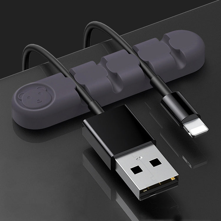 5 PCS 4 Holes Bear Silicone Desktop Data Cable Organizing And Fixing Device