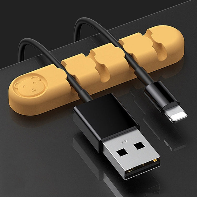 5 PCS 4 Holes Bear Silicone Desktop Data Cable Organizing And Fixing Device