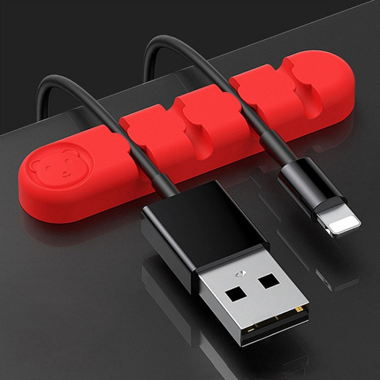 5 PCS 4 Holes Bear Silicone Desktop Data Cable Organizing And Fixing Device