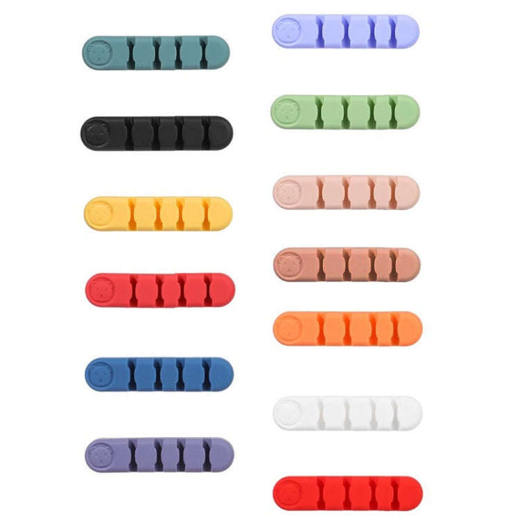 5 PCS 4 Holes Bear Silicone Desktop Data Cable Organizing And Fixing Device