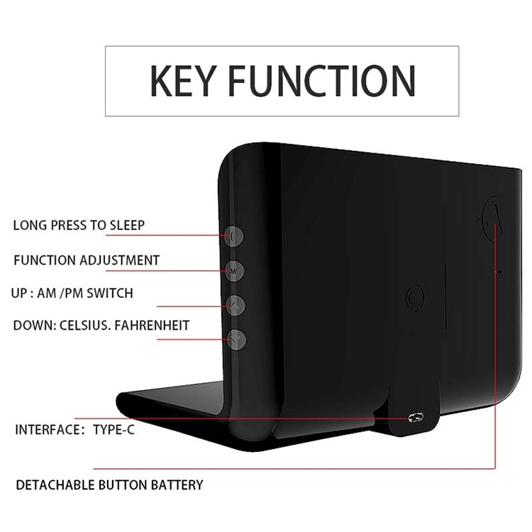 10W QI Universal Multi-function Mobile Phone Wireless Charger with Alarm Clock & Time / Calendar / Temperature Display