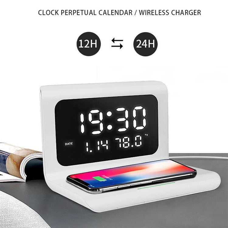 10W QI Universal Multi-function Mobile Phone Wireless Charger with Alarm Clock & Time / Calendar / Temperature Display