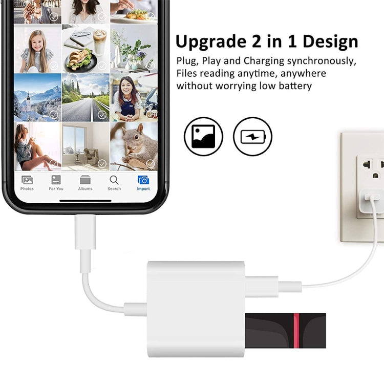 8 Pin To USB2.0+8 Pin Interface OTG Sdapter, Support IOS System