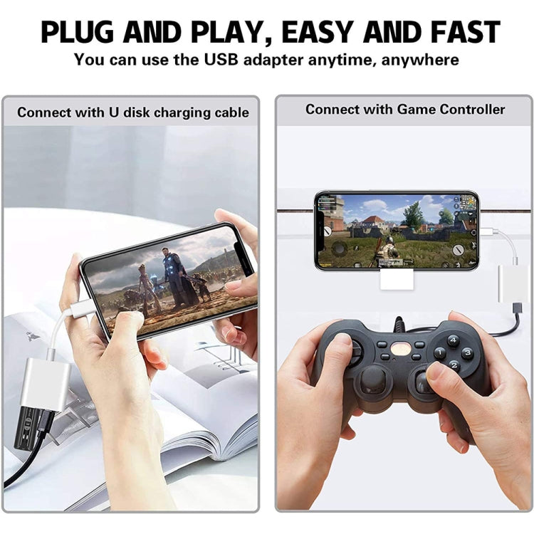 8 Pin To USB2.0+8 Pin Interface OTG Sdapter, Support IOS System