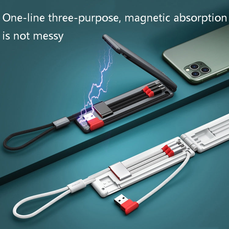 Oatsbasf 03083 Portable Multi-Function Micro USB + USB-C / Type-C + 8 Pin 3 in 1 Charging Cable