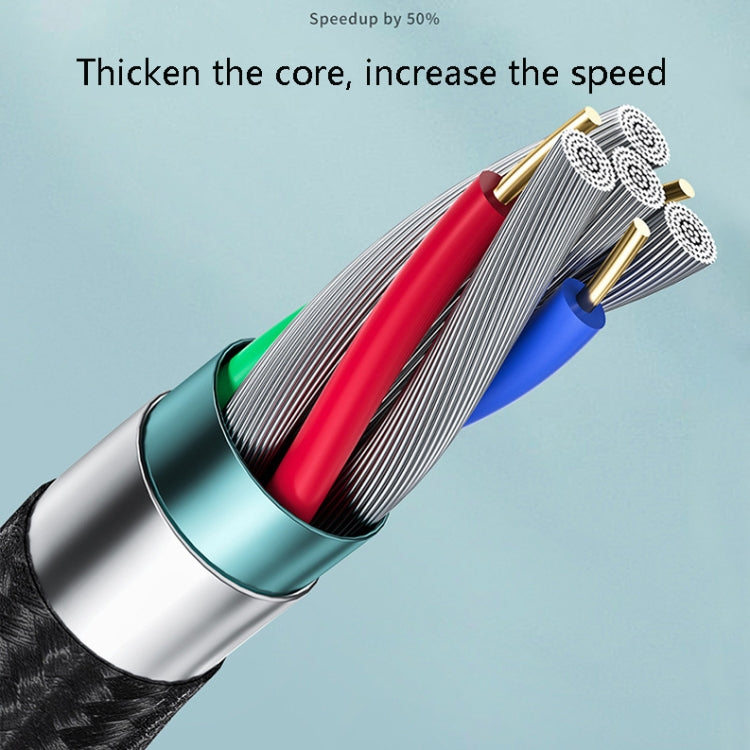 Oatsbasf 03083 Portable Multi-Function Micro USB + USB-C / Type-C + 8 Pin 3 in 1 Charging Cable