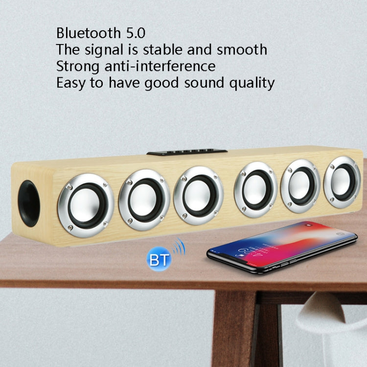 M1 Bluetooth Speaker Alarm Clock Wooden Wireless Desktop Loudspeaker