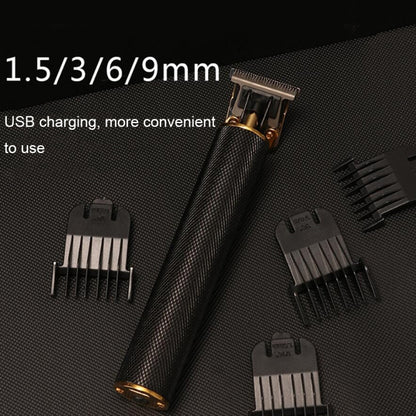 Hollow T-Shaped Steel Head Hair Trimmer USB Charging Carving Electric Hair Clipper, Steel Head (Black), Steel Head (Gold), Steel Head (Silver), Steel Head (Gradient)