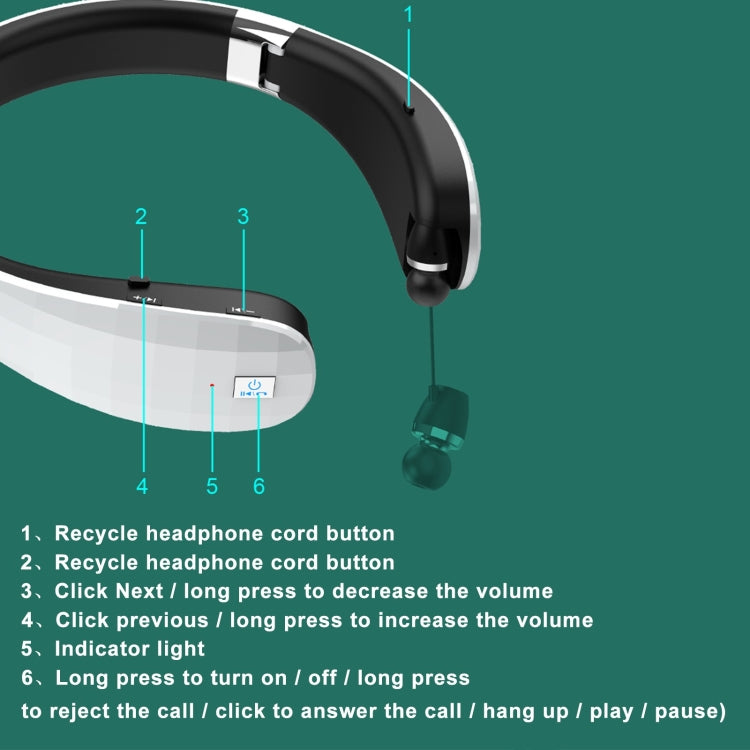 Telescopic Neck-Mounted Folding Bluetooth Earphone