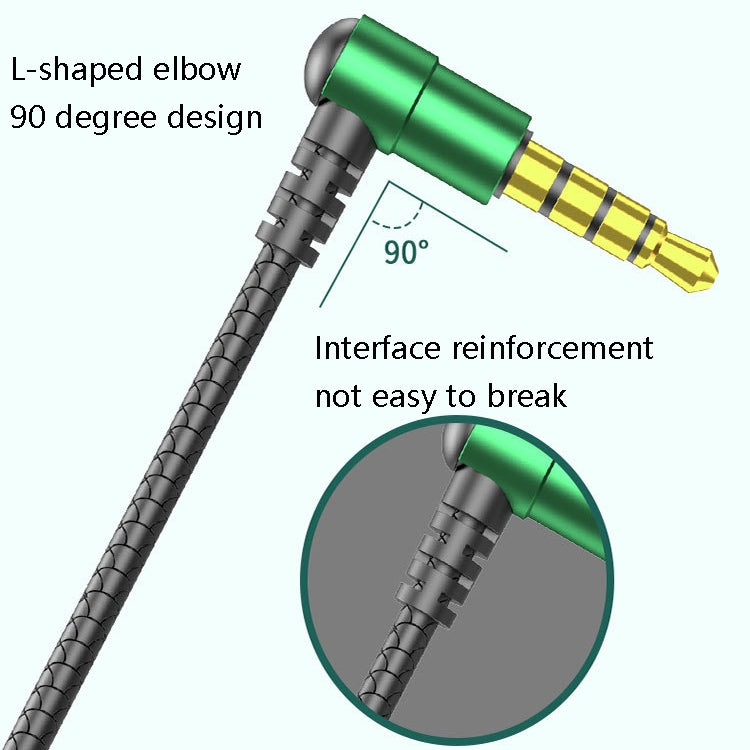 2 PCS TS6000 3.5mm Metal Elbow In-Ear Wired Control Earphone with Mic