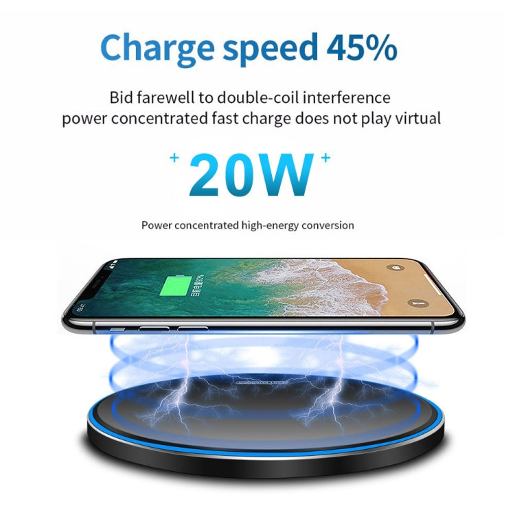 20W QI Metal Mirror Ultra-thin Wireless Charger