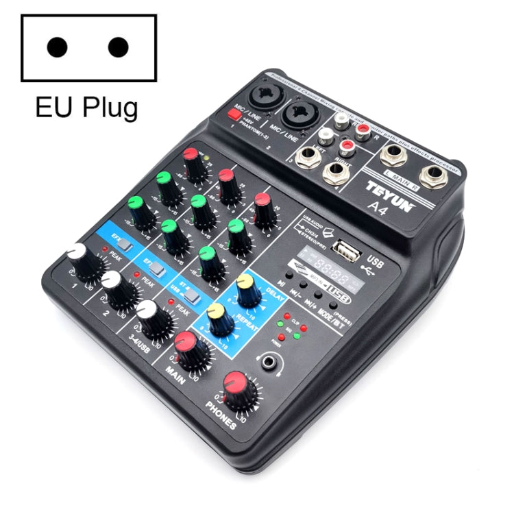TEYUN A4 4-way Small Microphone Digital Mixer Live Recording Effector