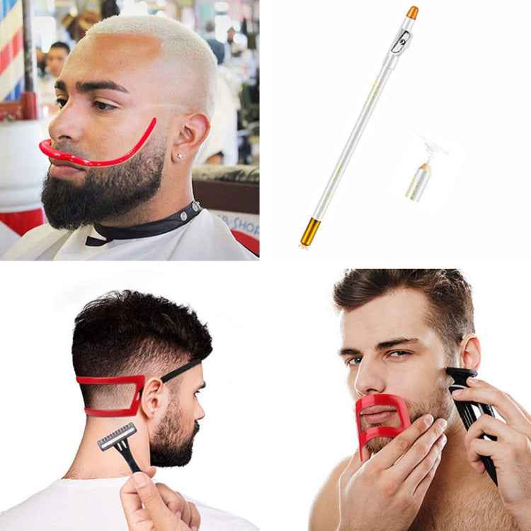 2 Sets Beard Styling Board Shaving Barber Tools, Style:, Shape Ruler+Pen, Shape Ruler+Pen+Bearded Model, Shape Ruler x 2+Pen+Bearded Model