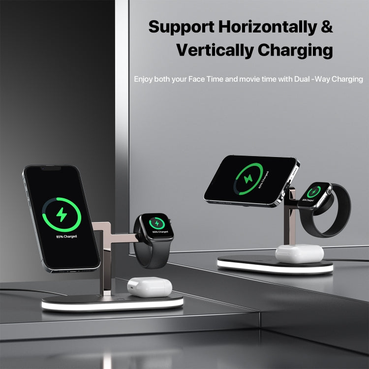 UD23 15W 3 In 1 Desktop Aluminum Alloy Wireless Charger, For Smartphone&iWatch&AirPods