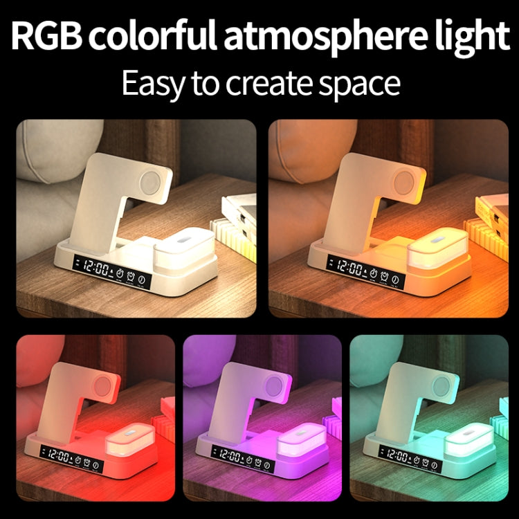 A37 30W 3-in-1 Wireless Charging Phone Stand with RGB Night Light & Alarm Clock Function