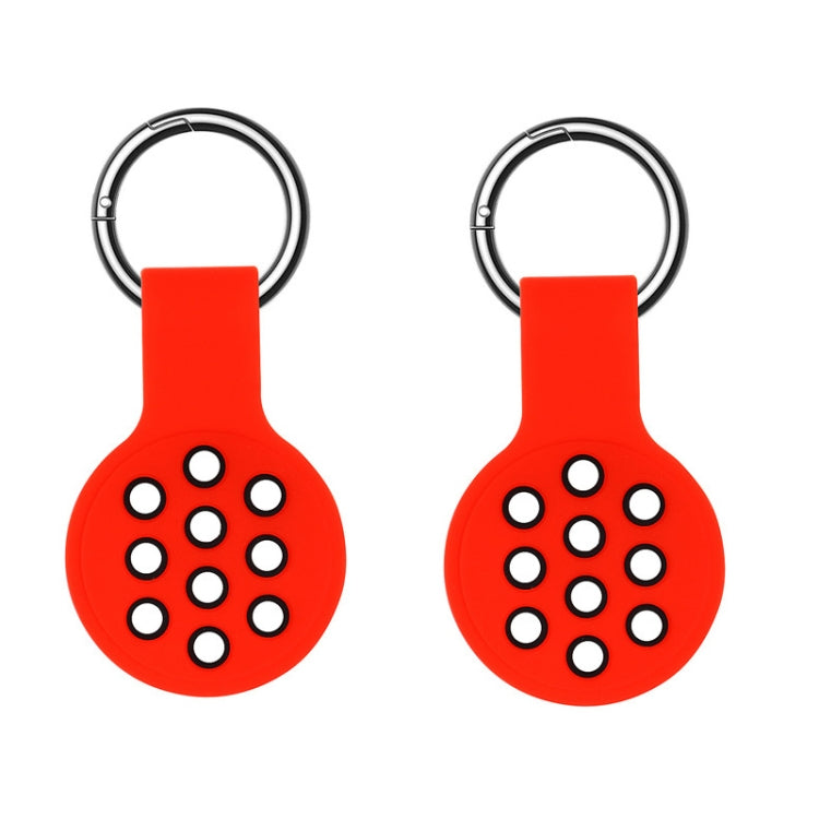 2 PCS  Contrast Color Perforated Silicone Case for AirTag Tracker