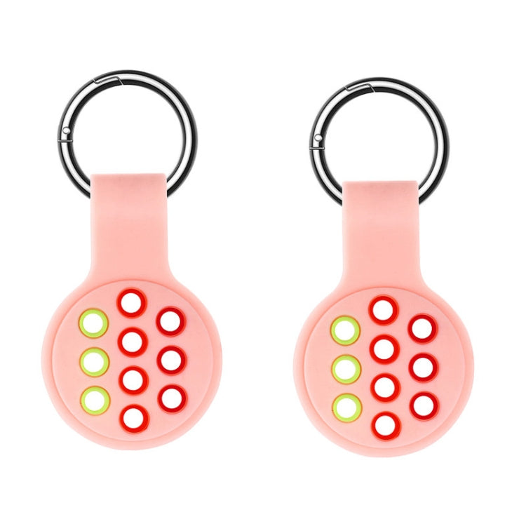 2 PCS  Contrast Color Perforated Silicone Case for AirTag Tracker