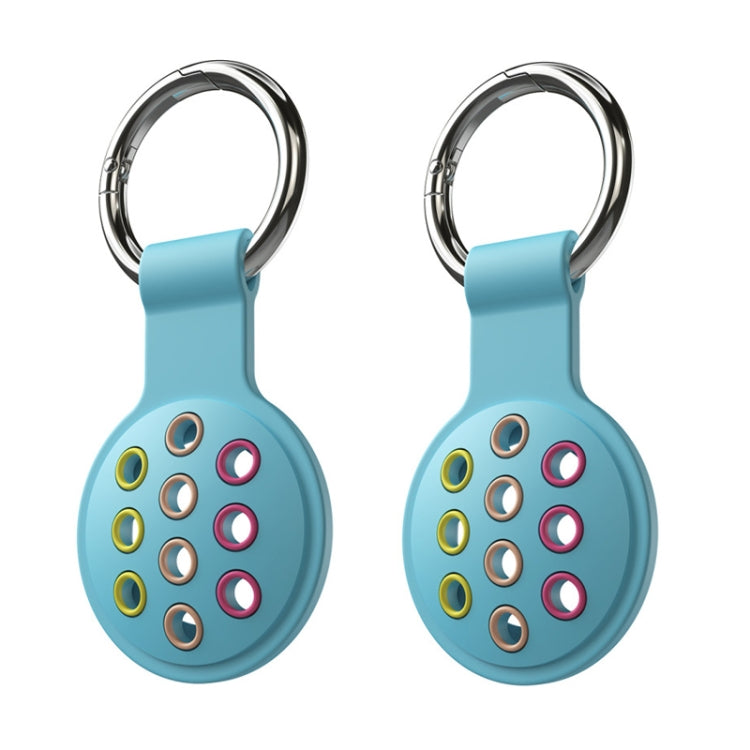 2 PCS  Contrast Color Perforated Silicone Case for AirTag Tracker