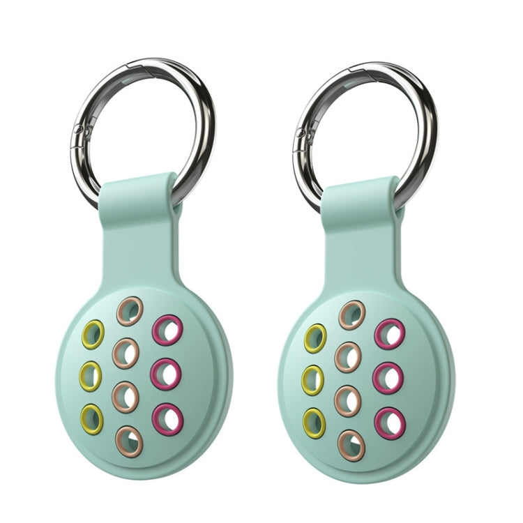2 PCS  Contrast Color Perforated Silicone Case for AirTag Tracker