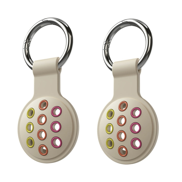2 PCS  Contrast Color Perforated Silicone Case for AirTag Tracker