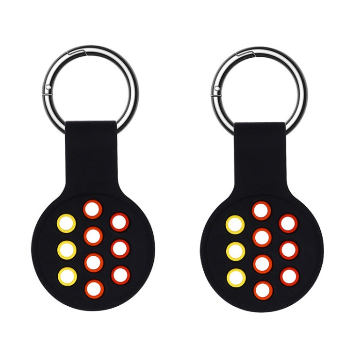 2 PCS  Contrast Color Perforated Silicone Case for AirTag Tracker