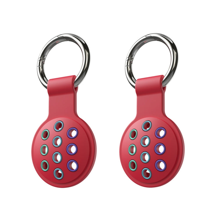 2 PCS  Contrast Color Perforated Silicone Case for AirTag Tracker