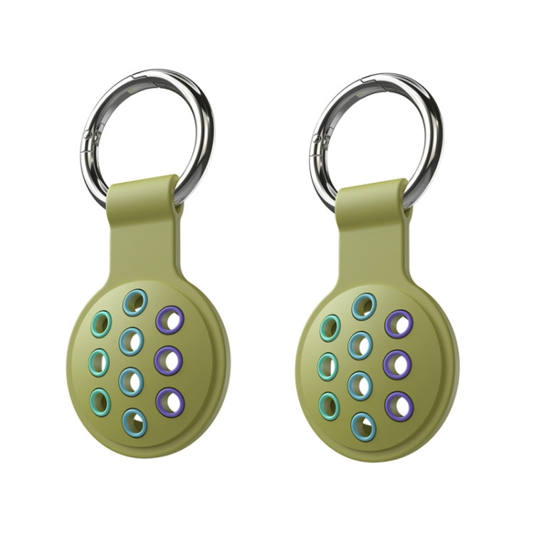 2 PCS  Contrast Color Perforated Silicone Case for AirTag Tracker