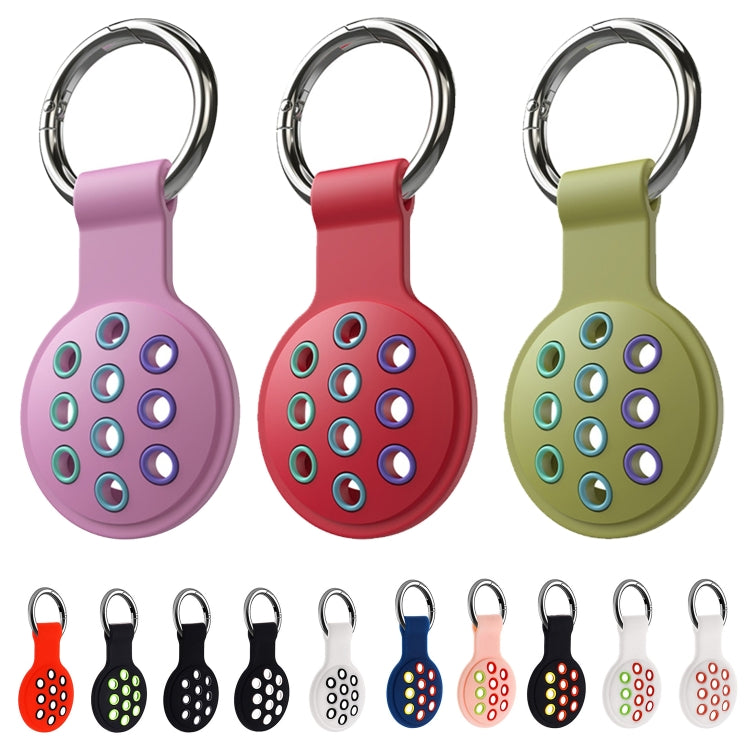 2 PCS  Contrast Color Perforated Silicone Case for AirTag Tracker